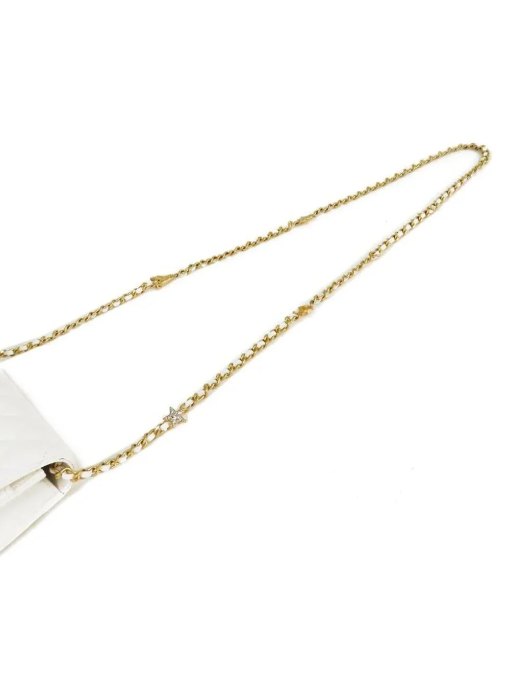 Chanel Chain Wallet White Gold Caviar Leather Charm Shoulder Bag